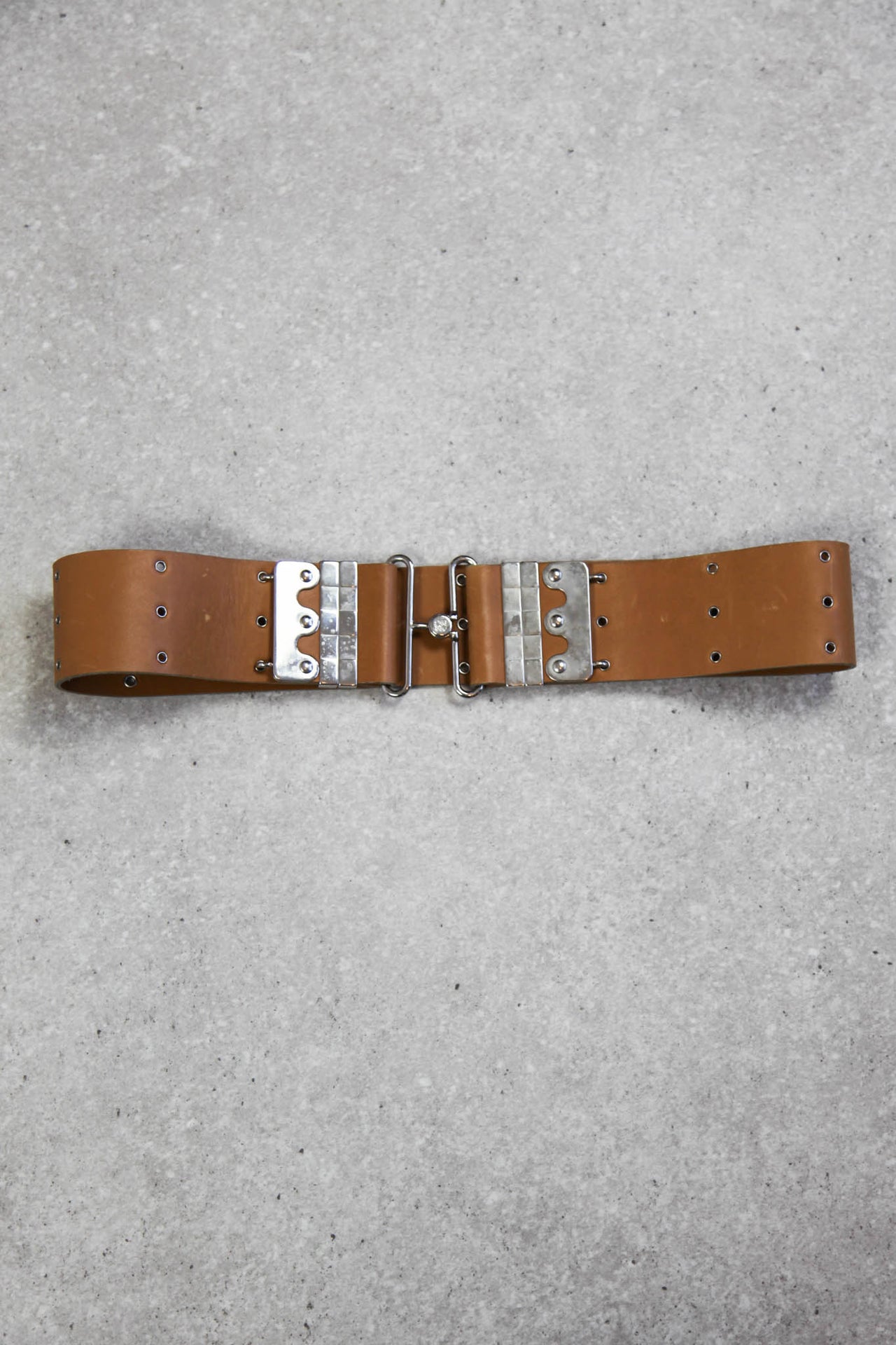Loewe Tan Leather Silver Hardware Chunky Belt