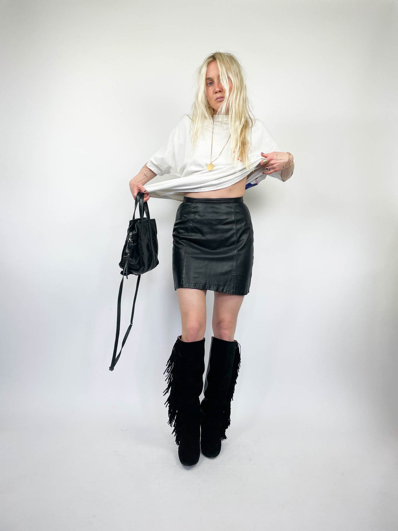 Black Leather Mini Skirt (XS/S)