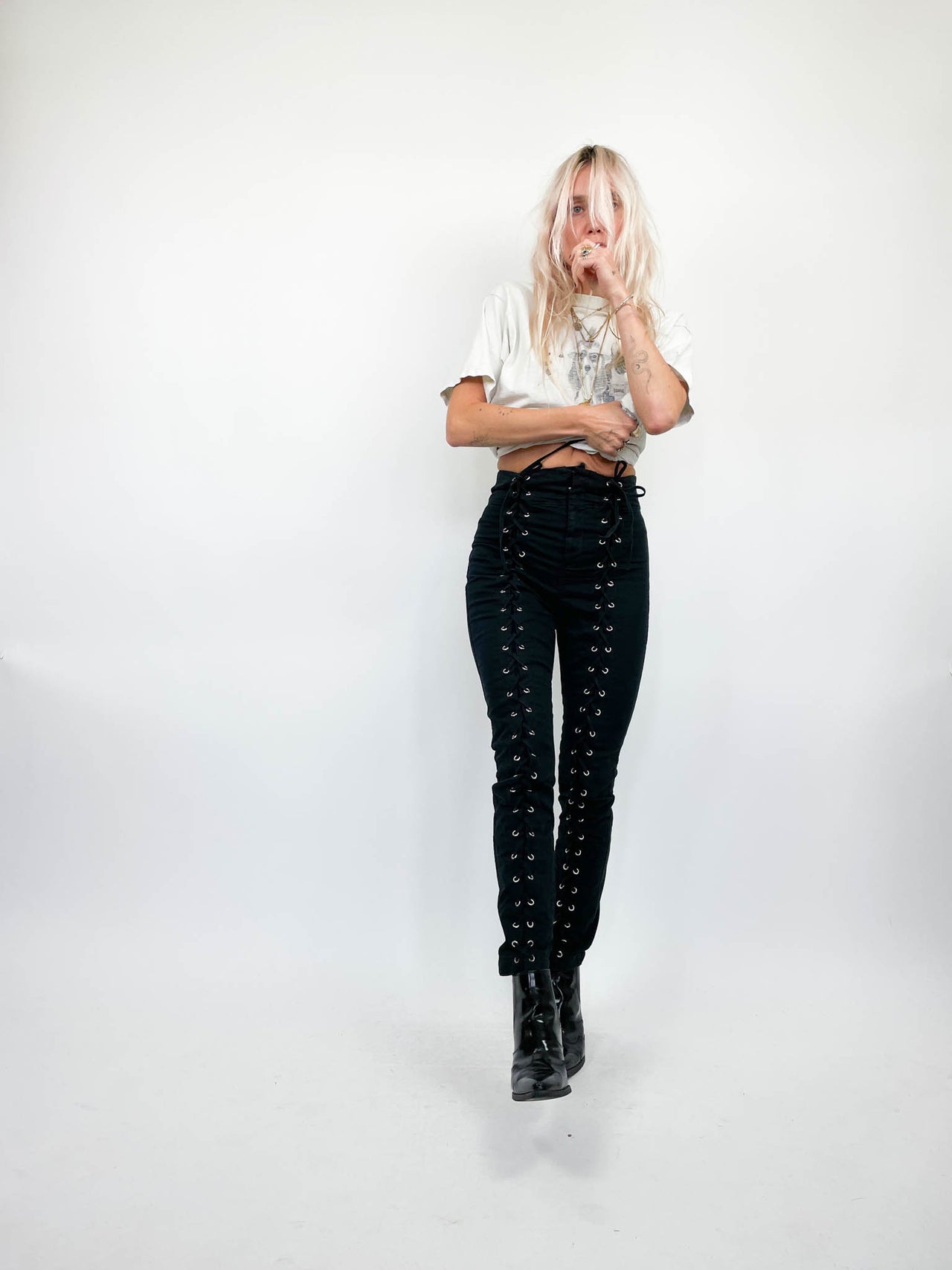 A.L.C Kinsley Lace Up Skinny Black Trousers (XS/S) // RRP £200