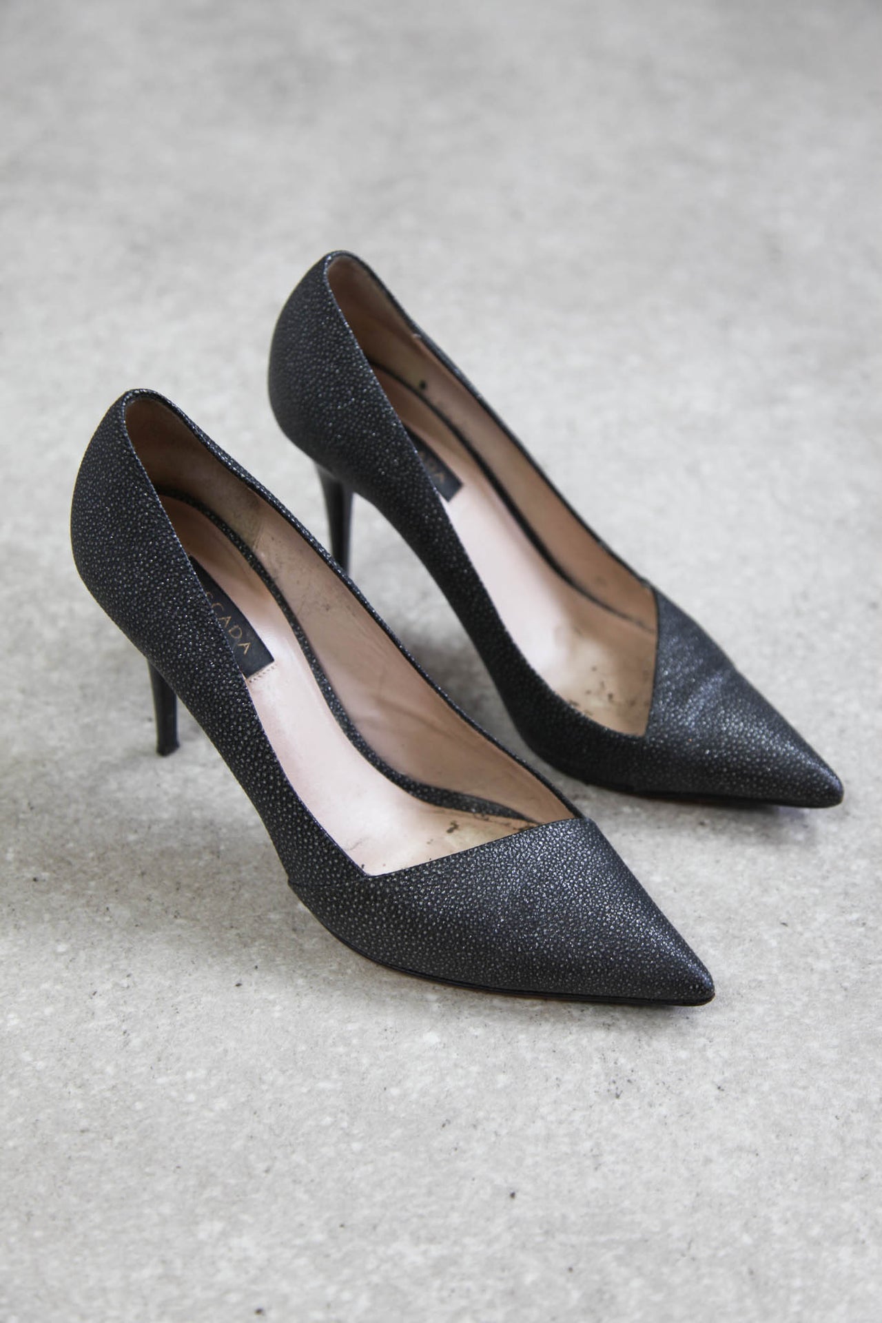 Escada Grey Glitter Leather Heels (EU37/ UK4)