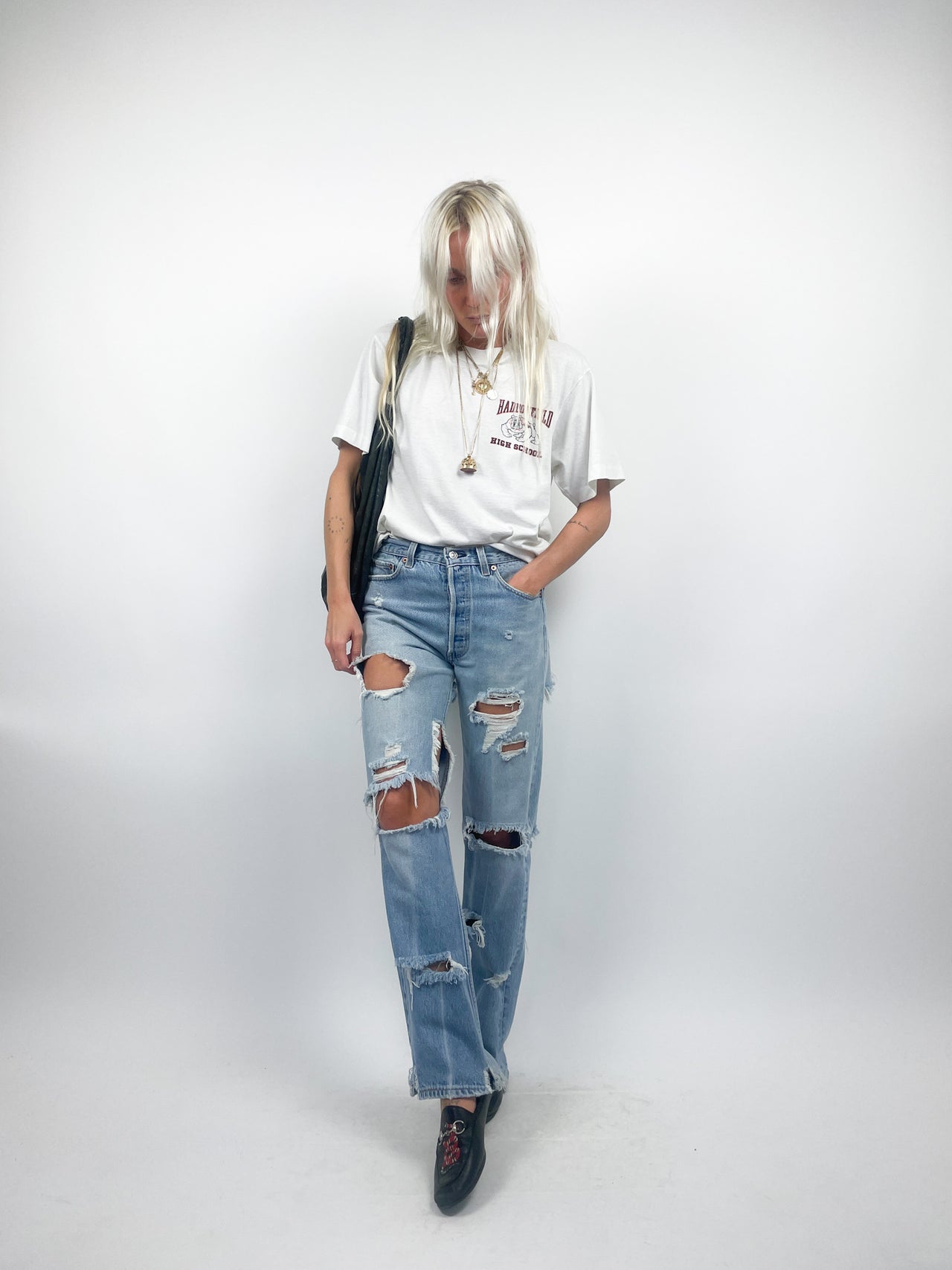 Single Stitch Haddonfield White Tee (S/M)