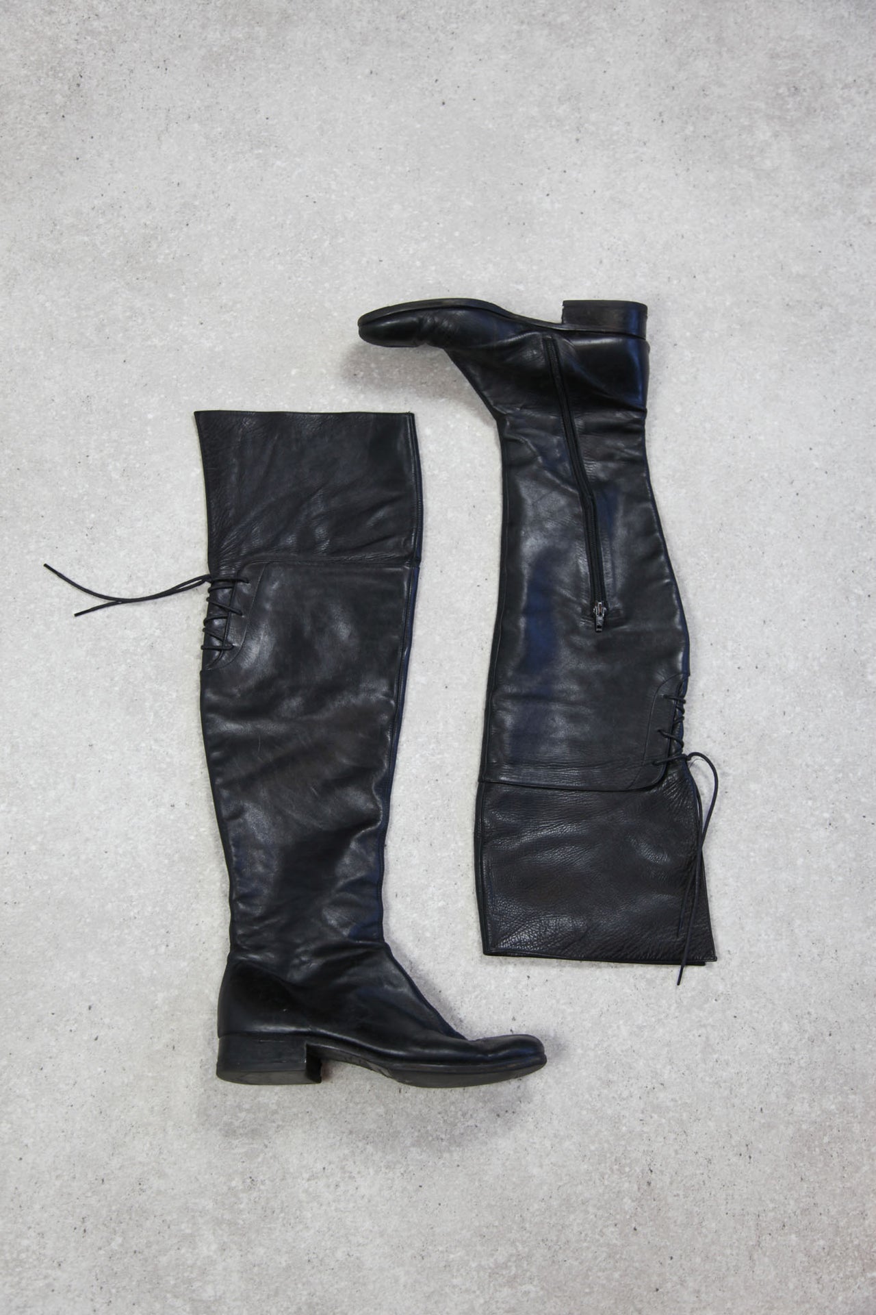 Black Leather Knee Boots (EU38.5/ UK5.5)