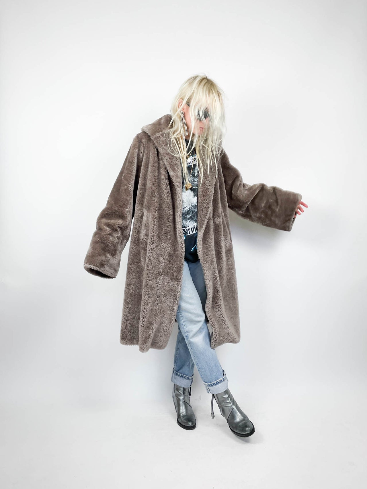 Faux Fur 70s Long Coat (M/L)